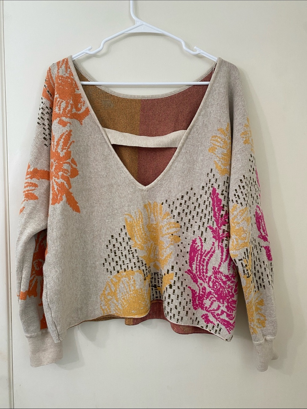 Daily Practice by anthropologie- Floral Pattern Off shoulder Sweater - Beige - Picture 2 of 4